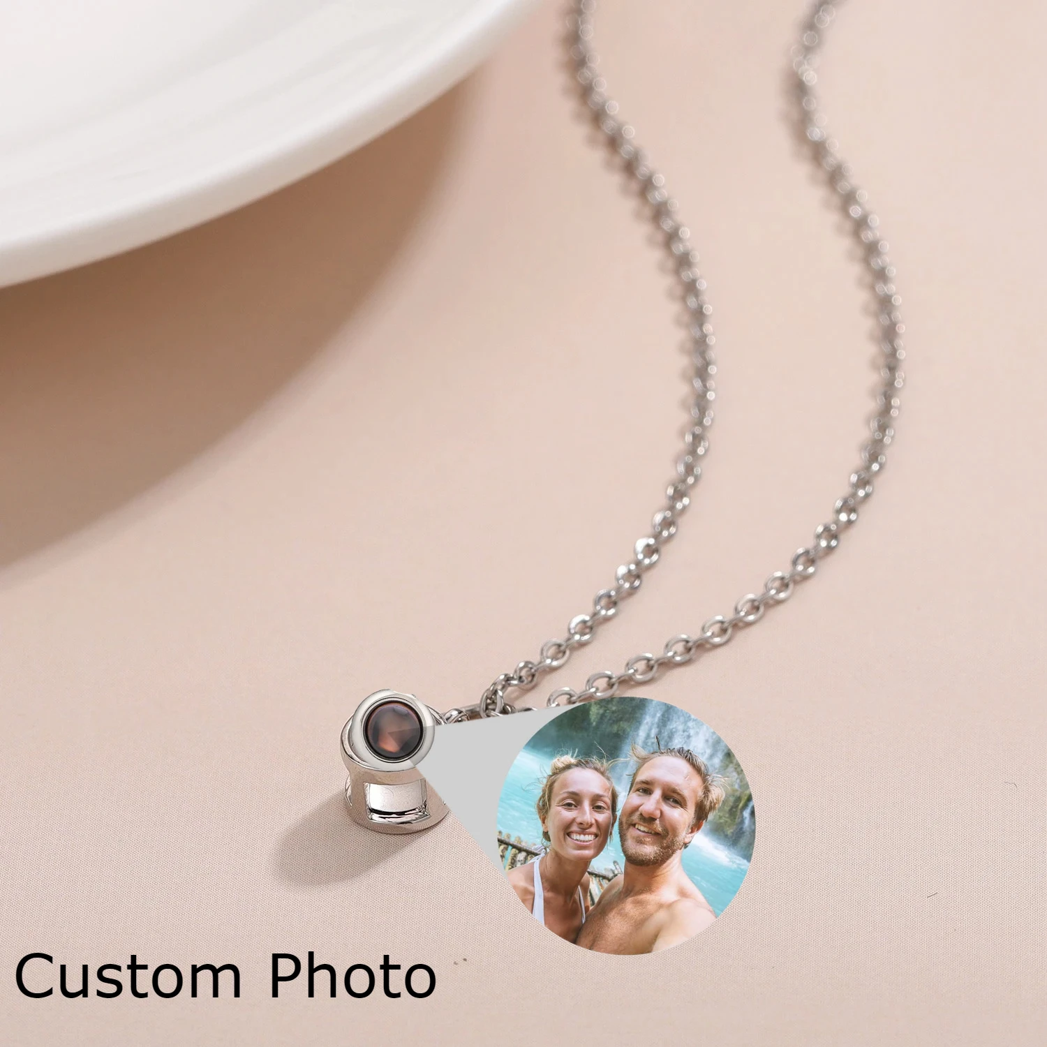 

Customized Couple Photo Personality Photo Creative Pendant Personalized Projection Photo Necklace Memorial Keepsake Gift for Her