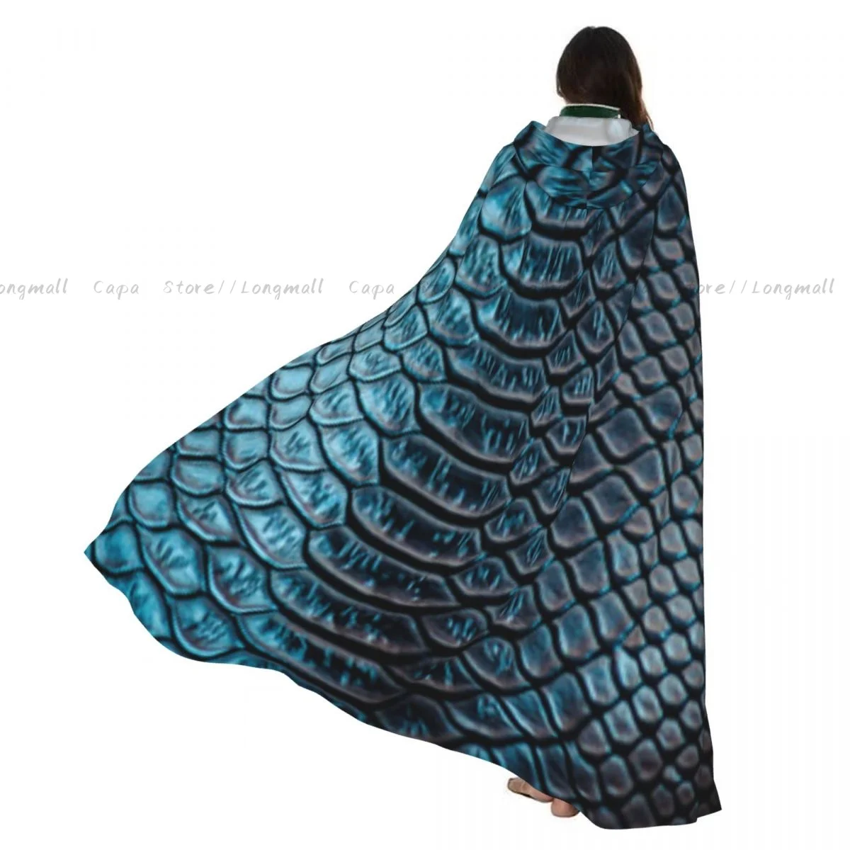 

Плащ с принтом текстуры кожи и капюшоном, карнавальный костюм на Хэллоуин для взрослых, длинная праздничная накидка