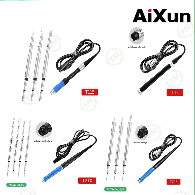 Aixun-puntas de soldador C210 C245 C115, mango de estación T12 para T210 T245 T115 Original Sugon T26 T26D sin plomo T3A T3B Kit