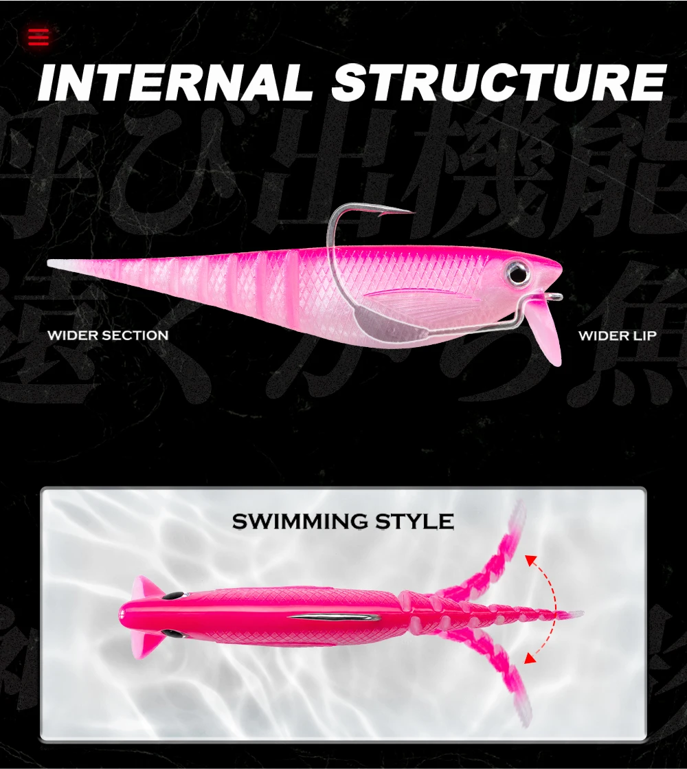 Hunthouse Section-X 4.0SS UV Wider Lip Segmentierter Weicher Swimbait 100mm 10g Langsam Sinkender Salzwasser-Angelköder für Wolfsbarsch LW232 – Detail 5