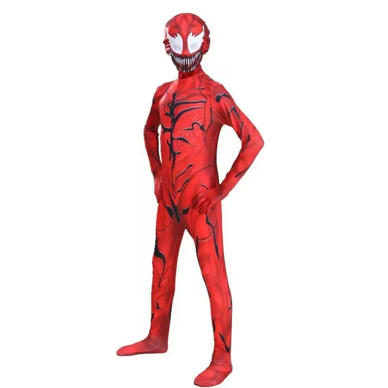 Costume de batterie Venom Carnage Zentai pour enfants et adultes, costume de cosplay d'Halloween, film Venom 2, massacre commence le sourire, héros, fête