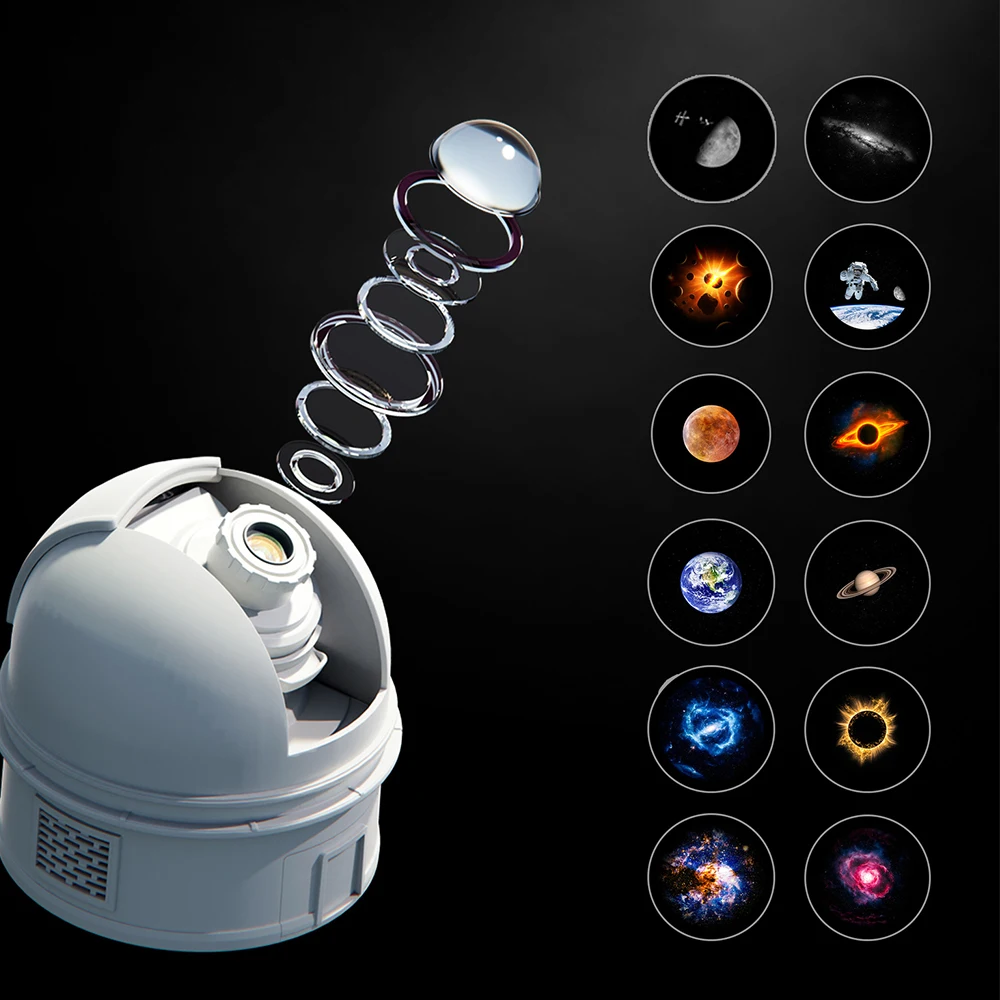 مرصد السماء العارض الغلاف الجوي ضوء الليل غالاكسي النجوم 360 ° تدوير مصباح القبة السماوية USB LED عن بعد لهدية غرفة نوم الأطفال #2