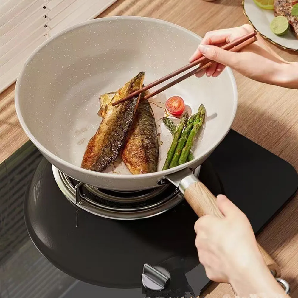 Deepen Non-Stick Frying Pan Wok Medical Stone Household Steak Pancake Pot Induction Cooker Gas Stove Universal Kitchen Cookware view 4