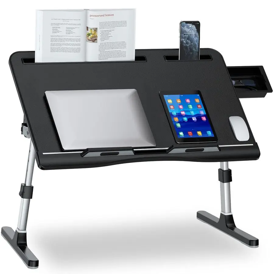 

Прикроватный столик, большой кожаный регулируемый столик-поднос для компьютера, складной столик для ноутбука для кровати, дивана, пола, для письма и еды