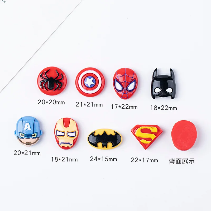 5pcs marvel spiderman superman resin flatback cabochons for diy jewelry making cartoon handmade crafts materials