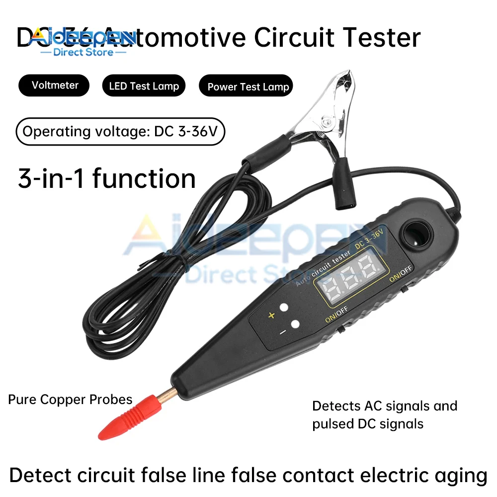 6V/12V/24V Car Circuit Tester Premium Test Light Probe Pen Light Bulb Diagnostic Tool Truck Voltage Circuit Tester Auto Repair