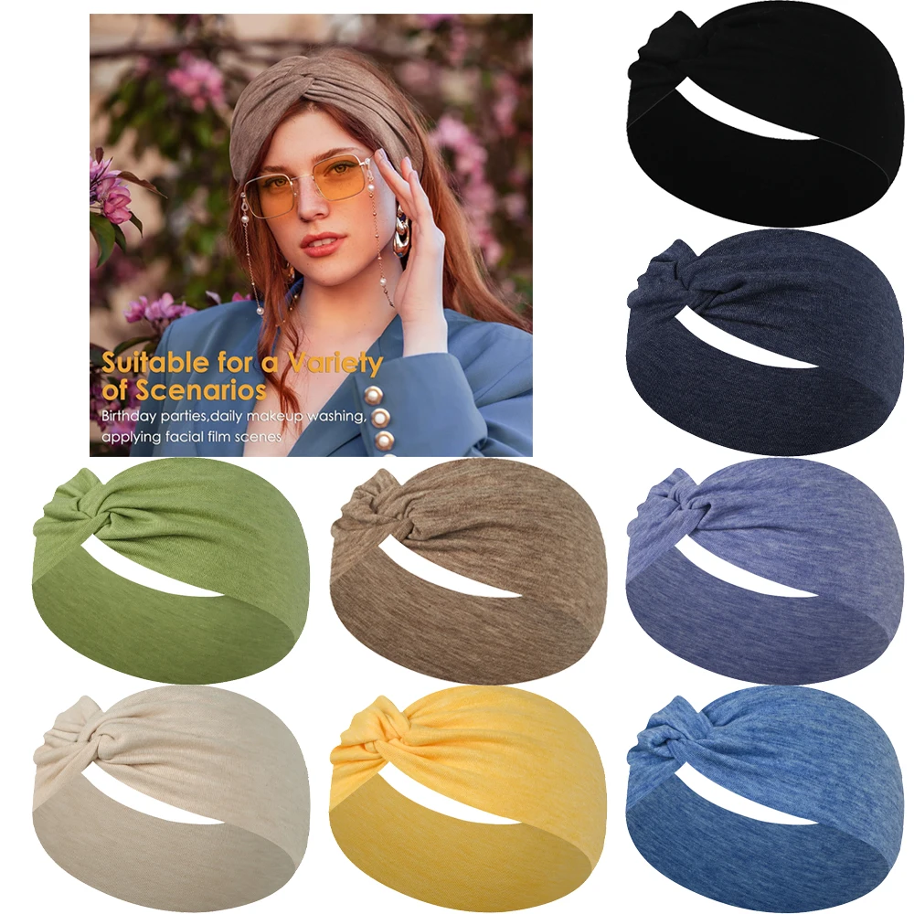 Wide Headbands Women Soft Cotton Skincare Head Bands Hair Non Slip I Hair Bands Makeup Face Washing Yoya Workout Running