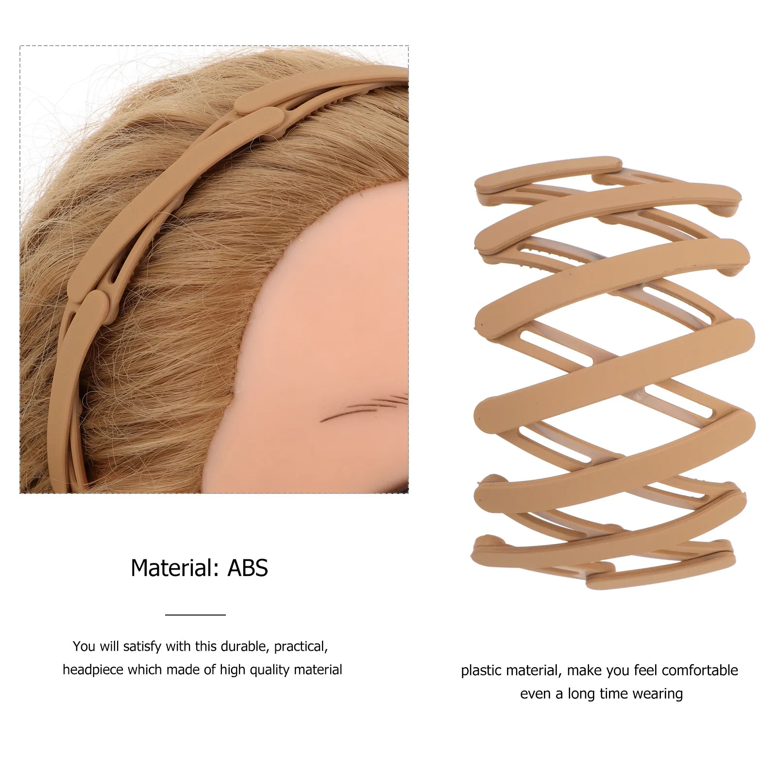 2Pcs Folding Retractable Plastic Hairband with Teeth for Secure Grip Comfortable Non-Slip Headband for Women Girls Yoga Party