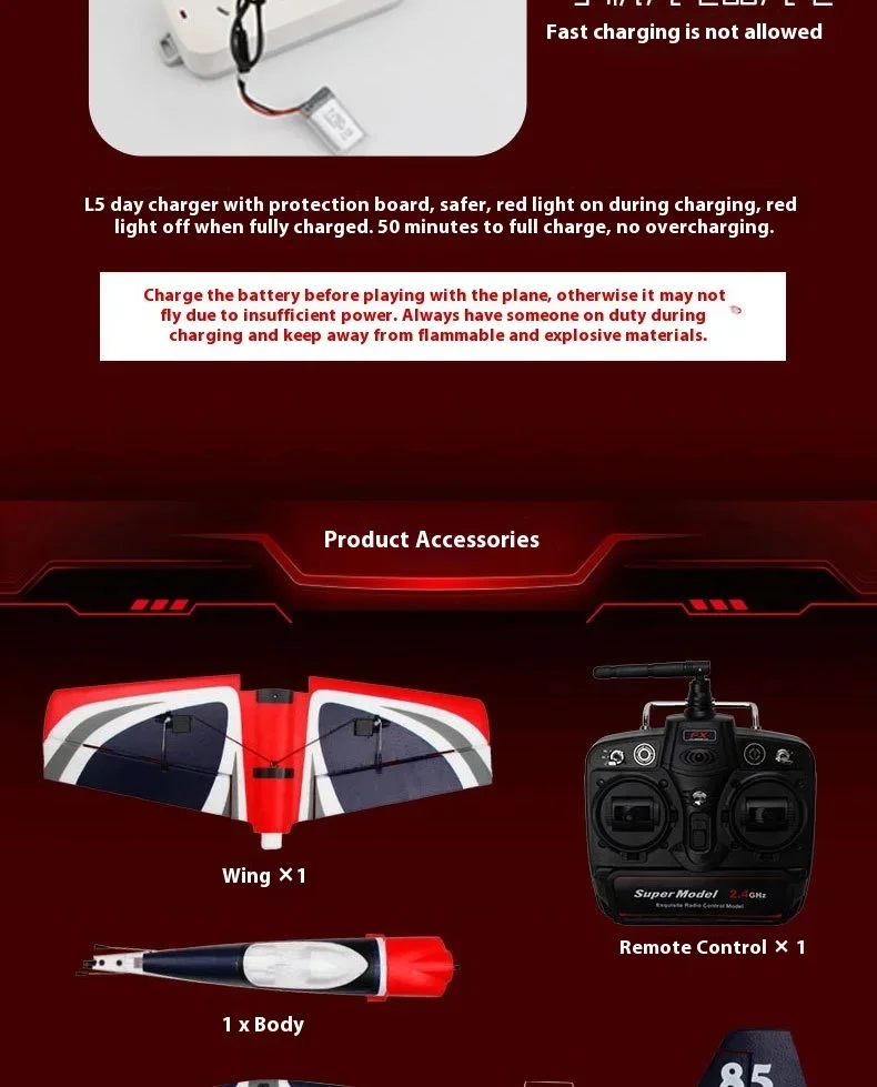 RC Plane 580MM Fixed Wing Glider 5CH 3D/6G Remote Control Aircraft 2.4G Brushless Motor Fighter Model Toys RC Plane Gift