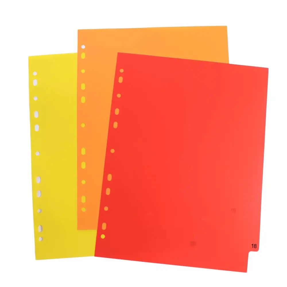 

5/10/12/20/31Pages Index Separator Page Numbers PP Material Loose-leaf Dividers Colored A4 Size Binder Dividers Notebook