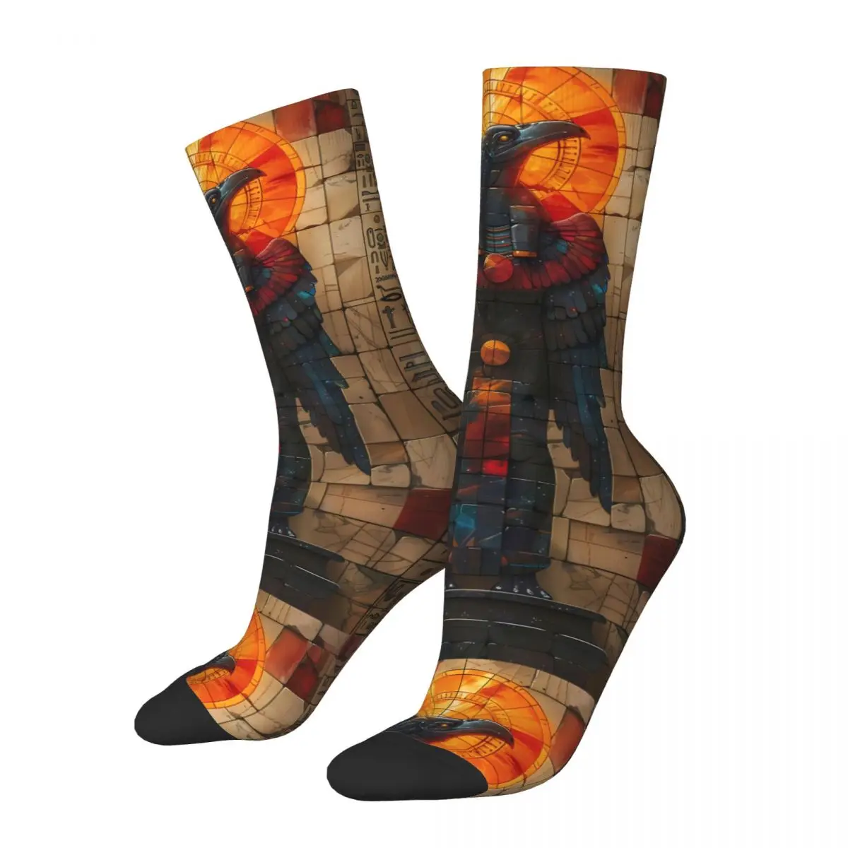 

Vintage Horus God Rise Men's Socks Ancient Egypt Street Style Pattern Printed Happy Crew Sock