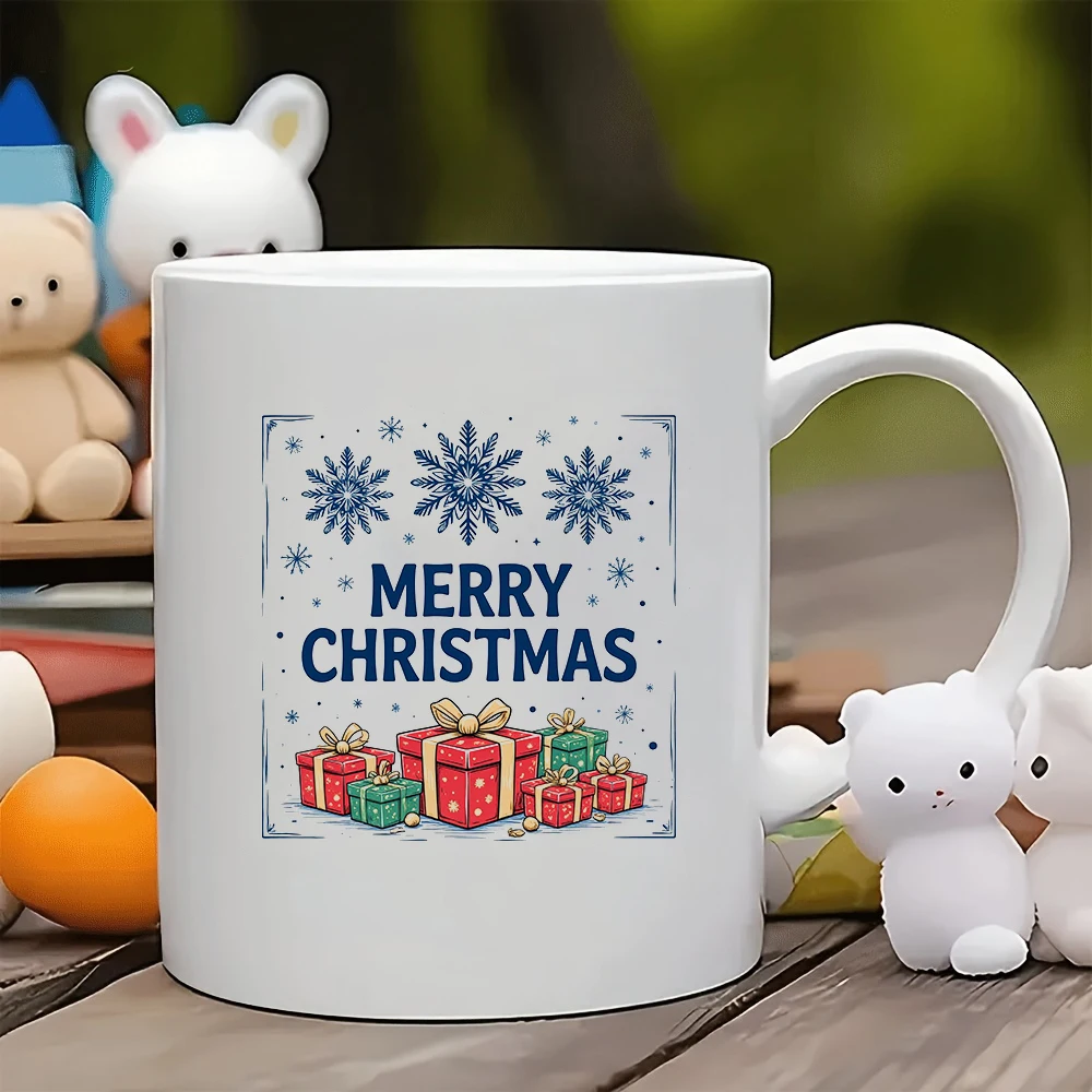 

11oz Christmas Mug + Elegant Snowflake Design + Festive Greeting Cup Perfect Christmas Gift Kids Cup Family & Office Coffee Mug