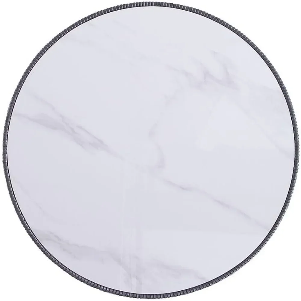 طاولة قهوة مستديرة من Anderson Modern مقاس 28.15 بوصة 2.0 - سطح طاولة رخامي من السيراميك، تفاصيل جلدية أنيقة مطوية #5