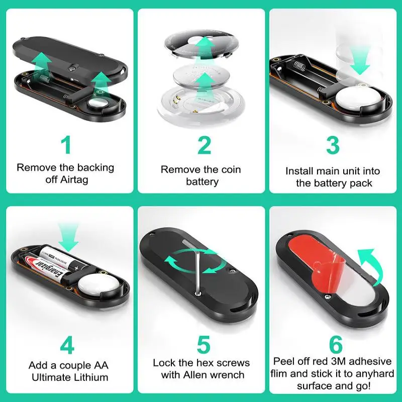 1 Zestaw Magnetycznego Etui na Baterię CR2032 do AirTaga, Przedłużające Żywotność Baterii do 120 Miesięcy