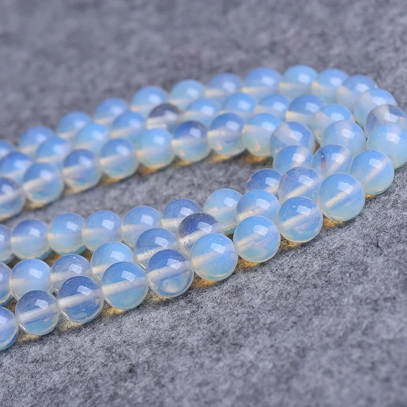 سحر الحجر الطبيعي الخرز العقيق الأبيض جولة فاصل فضفاض لصنع المجوهرات عقد دي اي واي سوار إكسسوارات #6