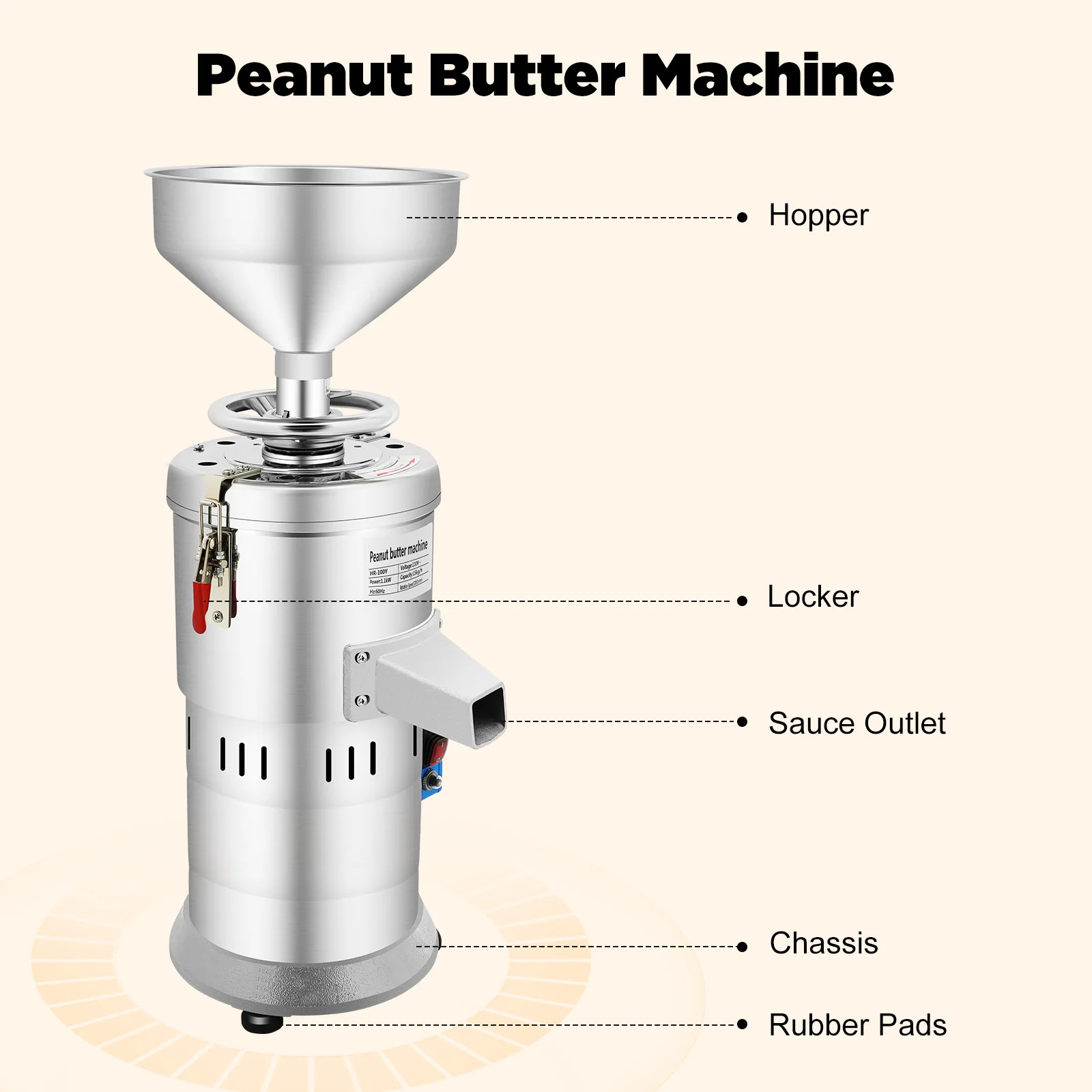 

Коммерческая машина для приготовления арахисового масла, 1100 Вт, 33 фунта/ч, электрическая мельница для орехов для миндаля, кунжута, 110 В, машина для приготовления арахисового масла