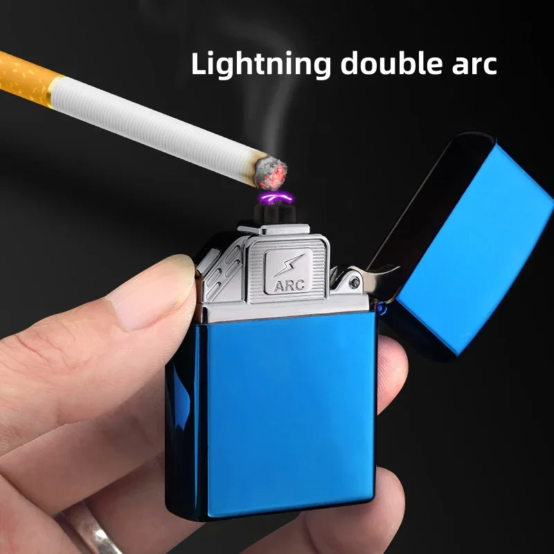 Metal USB Charging Silent Windproof Lighter Portable And Can Be Placed in a Cigarette Box, arc Pulse Ignition Business Gift