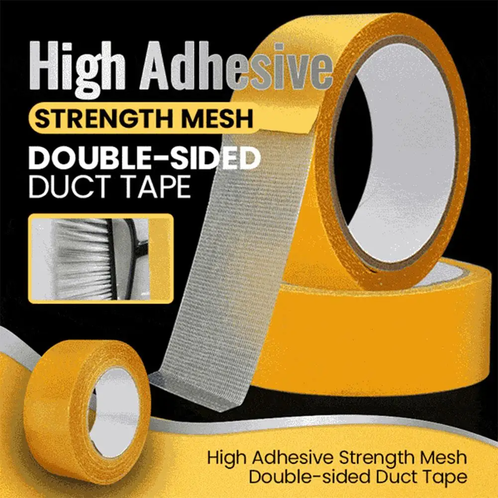 1pc Strong Double Sided Cloth Base Tape Translucent Mesh Waterproof Super Fixation Traceless High Viscosity Carpet Adhesive