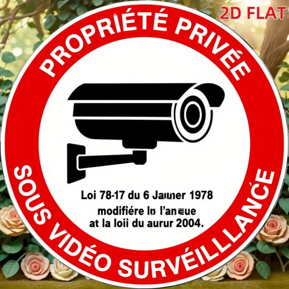 CIFBUY Vintage French Surveillance Aluminum Wall Art 8 Inch Round Waterproof Durable Metal Sign for Home Bar Club Garage Patio