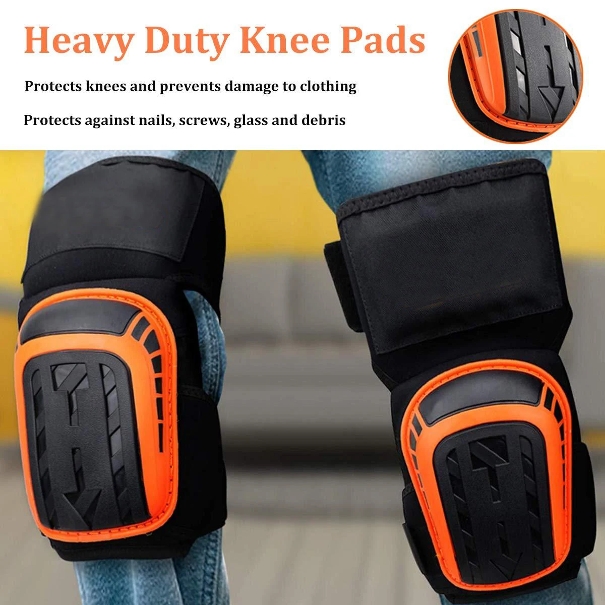 Gel Construction KneePads for Work Tools Heavy Duty Comfortable Anti-slip Foam Cleaning Flooring Garden Strong Stretchable1pair