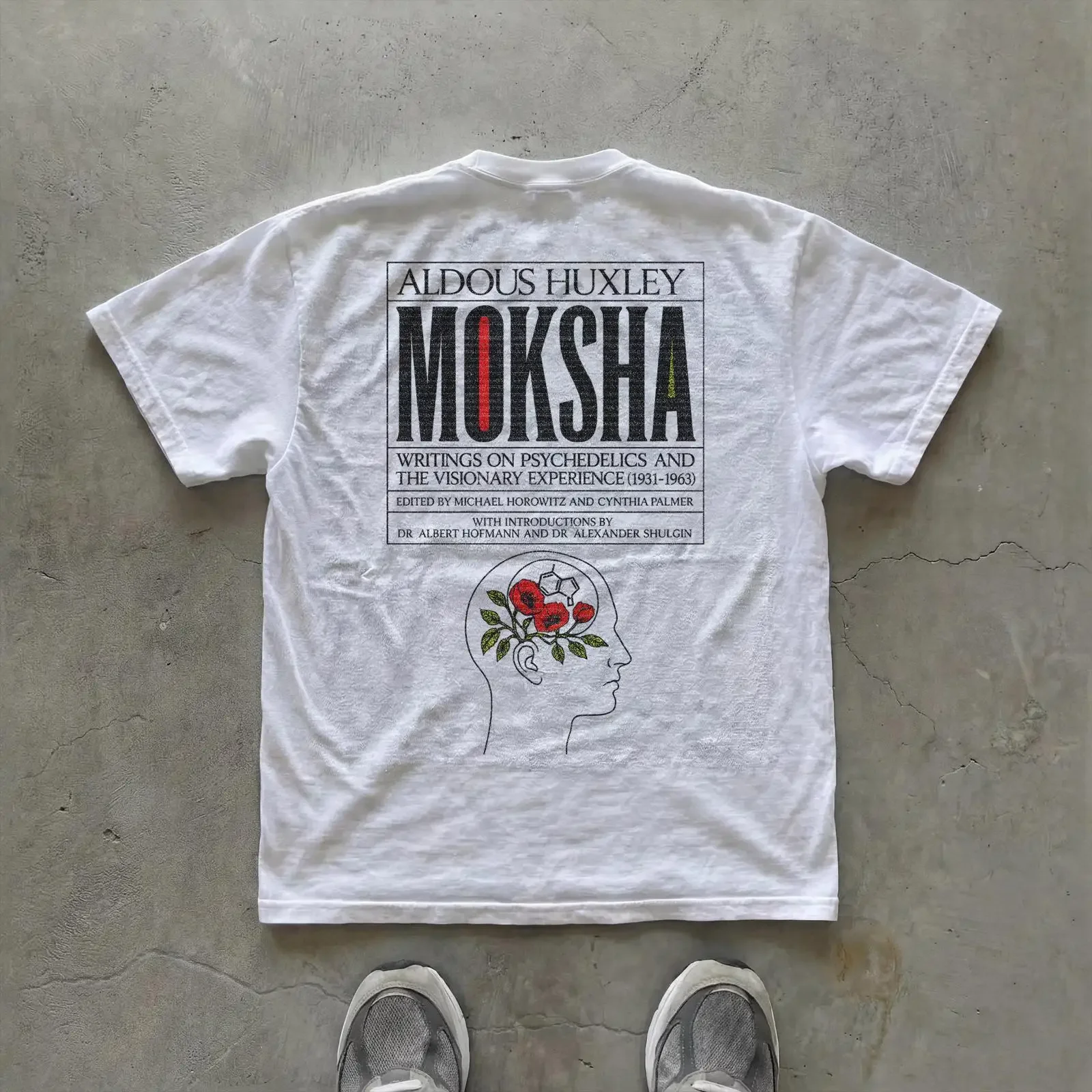 T-shirt Aldous Huxley Moksha, philosophe psychédélique, art spirituel, streetwear, coton, décontracté, vintage, lavé, élégant