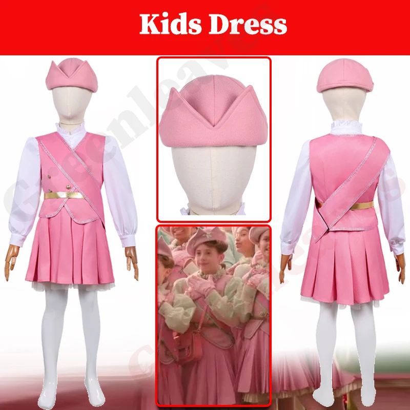 

Wicked For Good Дети Дети Девушки Косплей Розовое Платье Костюм Детские Розовые Юбки Шляпа Комплект Одежды Хэллоуин Карнавальный Костюм