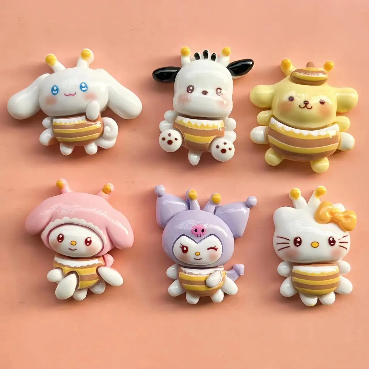 10 Baru Cute Cat Series Resinc artoon glossy bee Diy Perhiasan Jepit Rambut Aksesori Proses Dekorasi