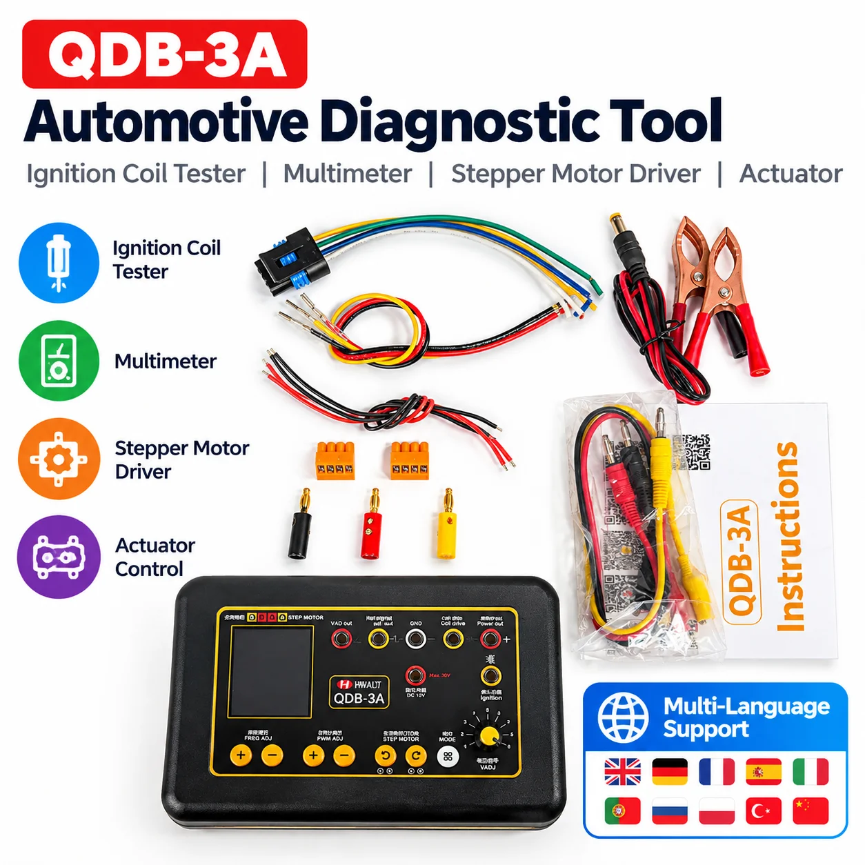 For QDB-3A Automotive Actuator Tester Ignition Coil Tester Stepper Motor Driver Car Electrical Diagnostic Tool