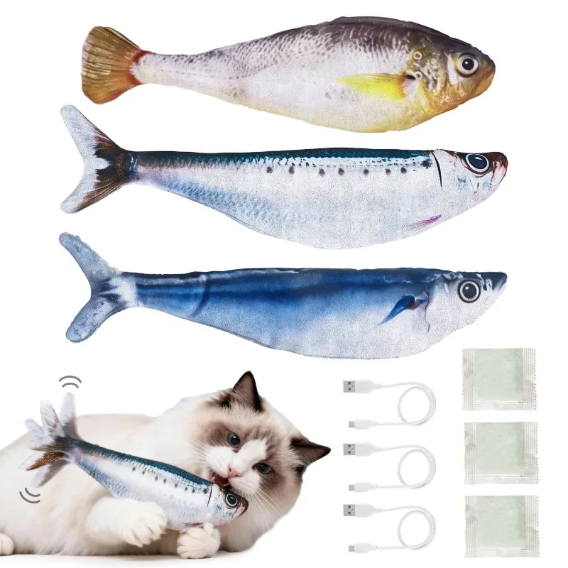 Realistic Flopping Fish, Bite Resistant Electric Moving Interactive Kitten Entertainment