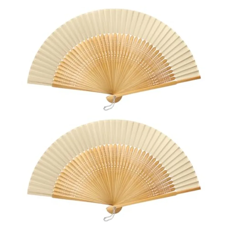 

Classical Folding Fans, 2 Pieces Bamboo Handheld Fans, Silk Hand Fan for Cosplay, Dancing, Decoration, Party