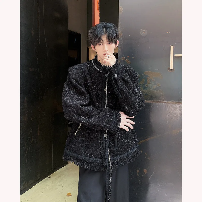 

Осенне-зимняя модная городская шерстяная куртка с металлическим декором и тонкой отделкой, элегантными стегаными подплечниками, премиум-класса, молодежная.