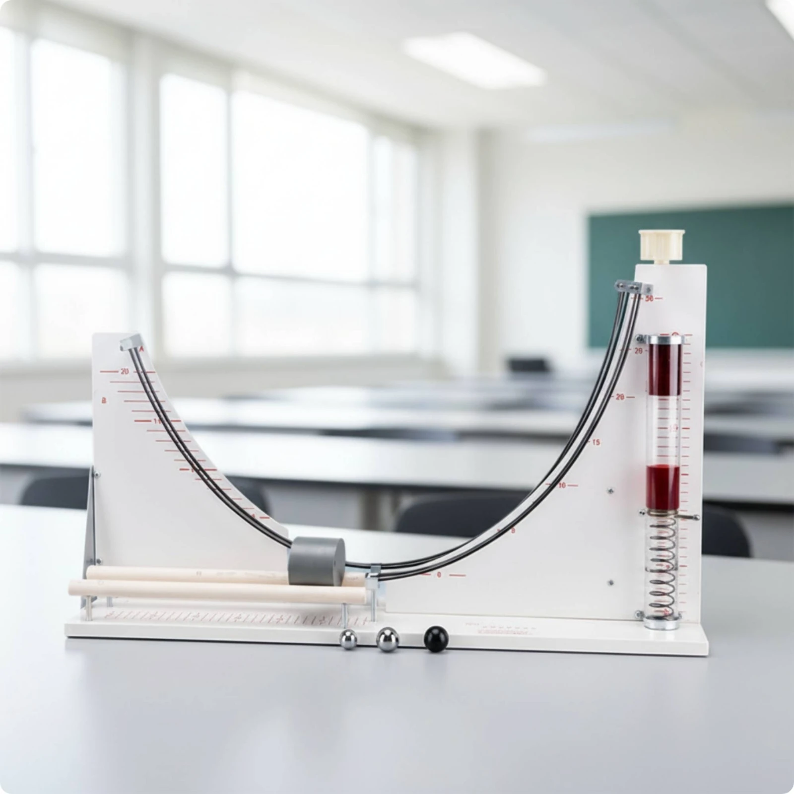 Kinetic Energy Apparatus Potential Energy Conversion Model Physics Track with Metal Balls Spring-Loaded Swing Ball Set Curved