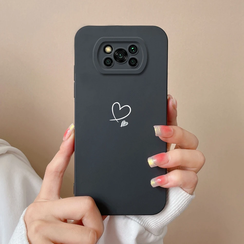 For Poco X3 Pro GT Phone Case Love Heart Liquid Silicone Camera Protection Back Cover For Xiaomi Poco X 3 Pro X3 NFC X3GT Funda