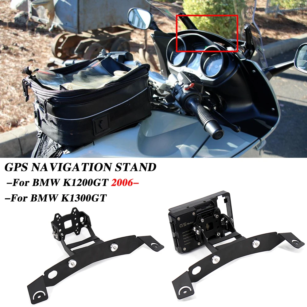 

New K 1200 Motorcycle For BMW K1200GT 2006- K1300GT Windshield Mount Navigation Bracket GPS Smartphone Holder Adjustable angle