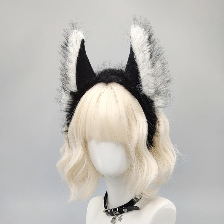 Punk-Werwolf-Cosplay-Stirnband, Halloween-Dämonenkopfbedeckung, Katzen-, Wolf- und Fuchskopf-Stirnband, niedliches Tier-Plüsch-Kopfbedeckung, Party-Kostüm-Requisiten – Detail 3