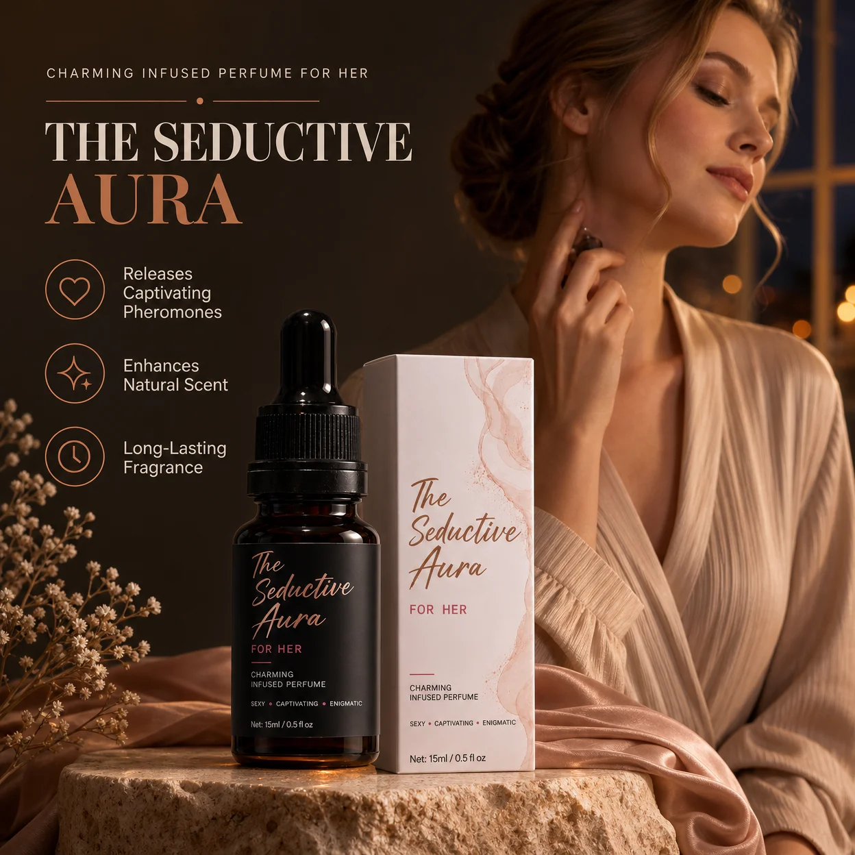 15ml Pheromone Perfume for Women Long Lasting Jasmine Rose Fragrance Portable Travel Size Spray