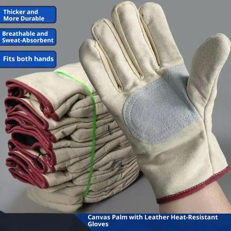 Canvas Gloves Wear-resistant Welder Maintenance Canvas Gloves Double Thickened Protective Labor Protection Gloves Canvas Gloves