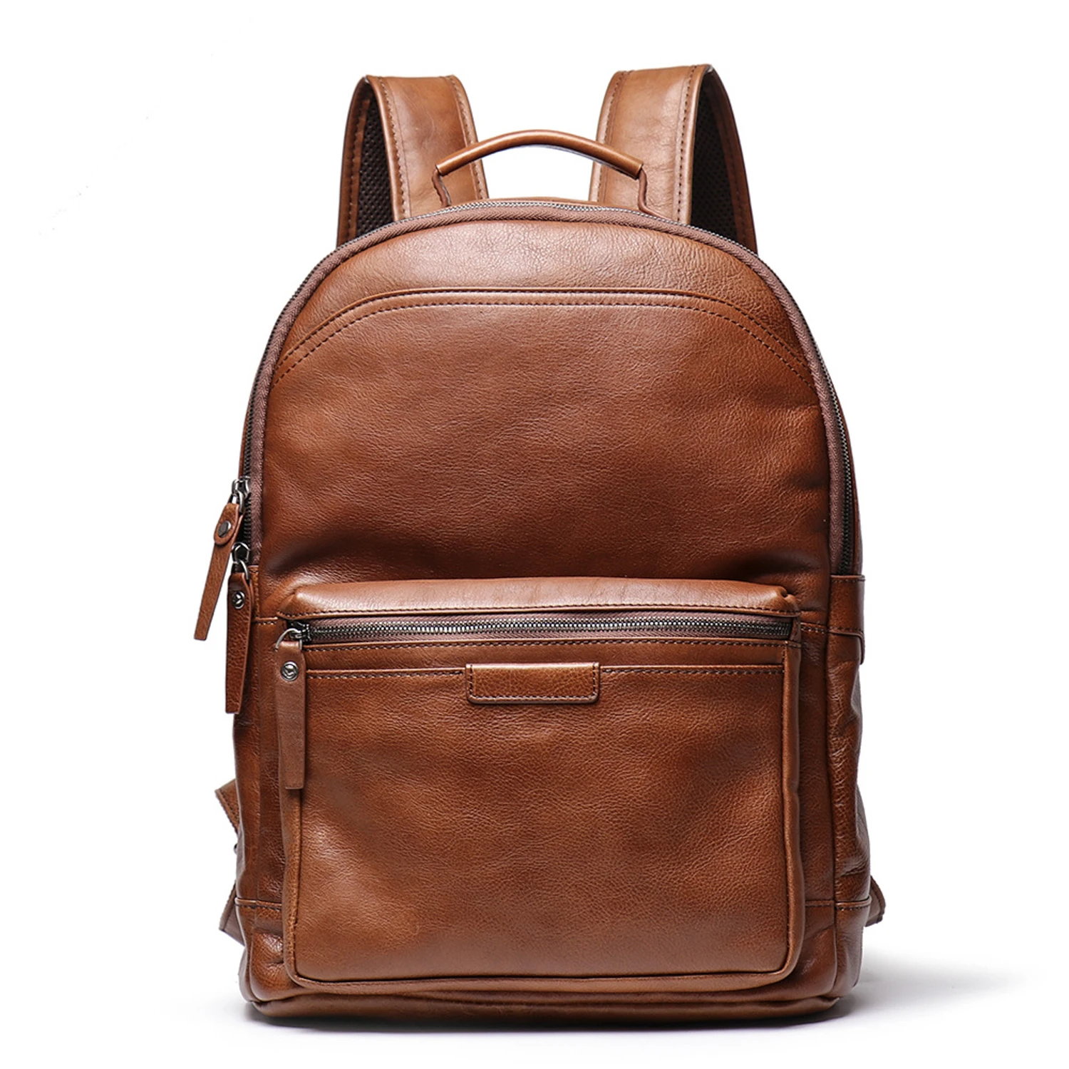 Men's Genuine Leather Vintage Multifunctional Backpack, Adjustable, for Laptop and Personal Items, Business Travel
