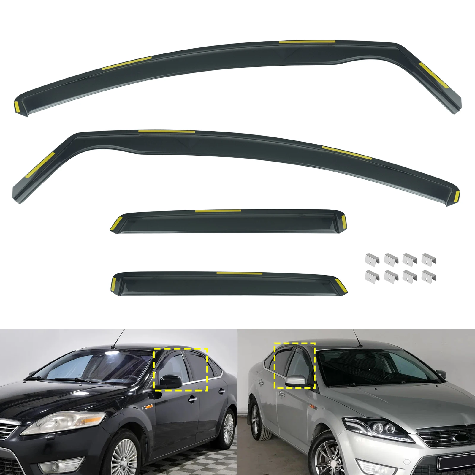 Image of Für Ford Mondeo IV MK4 Limousine 2007-2014 Schrägheck 5-Türer, getönte, durchscheinende Wind-, Regen- und Sonnenschutzblenden, Schutzfolie