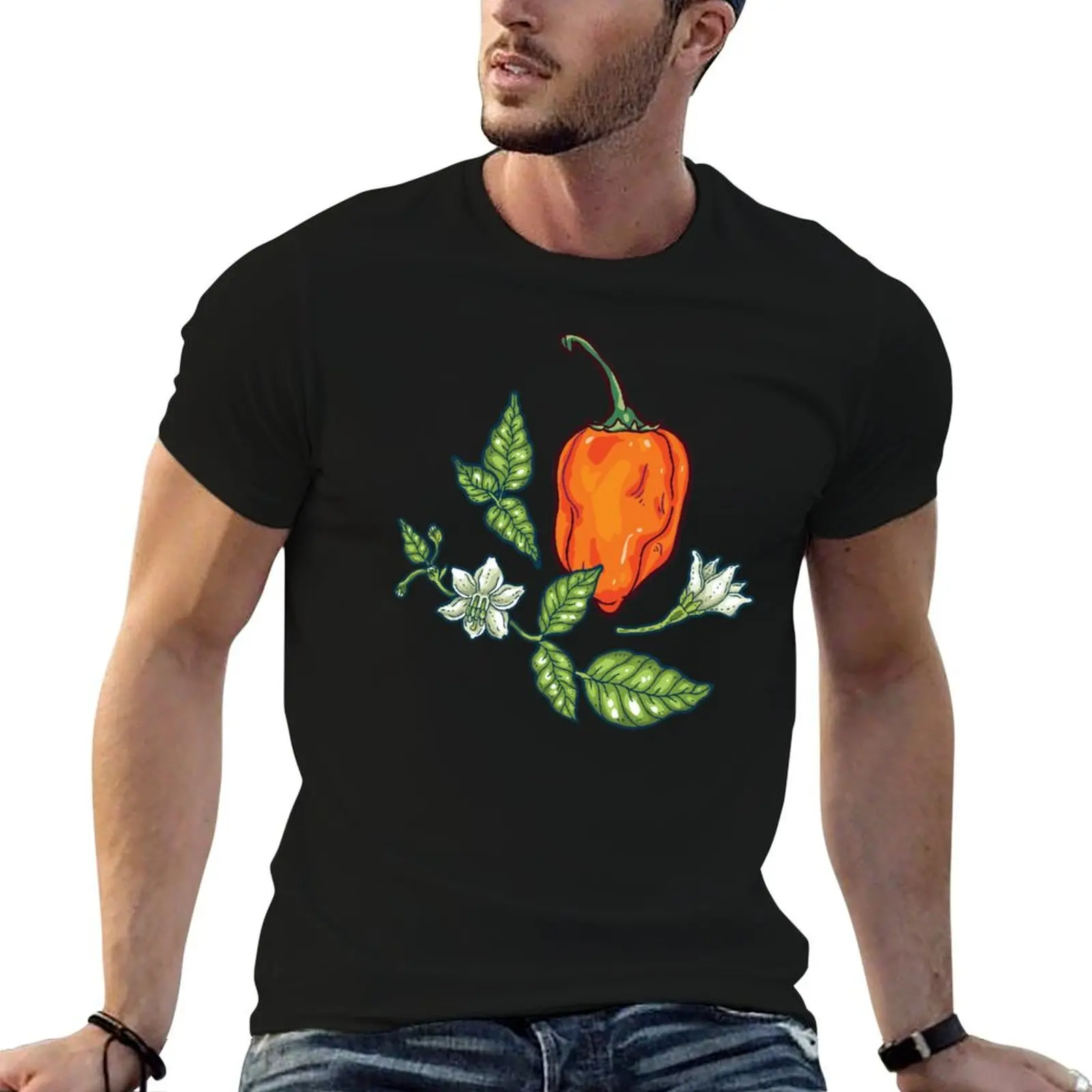 Camiseta hot habanero para hombre, camisetas gráficas para hombre, camiseta de diseñador para hombre, camiseta de algodón 100%