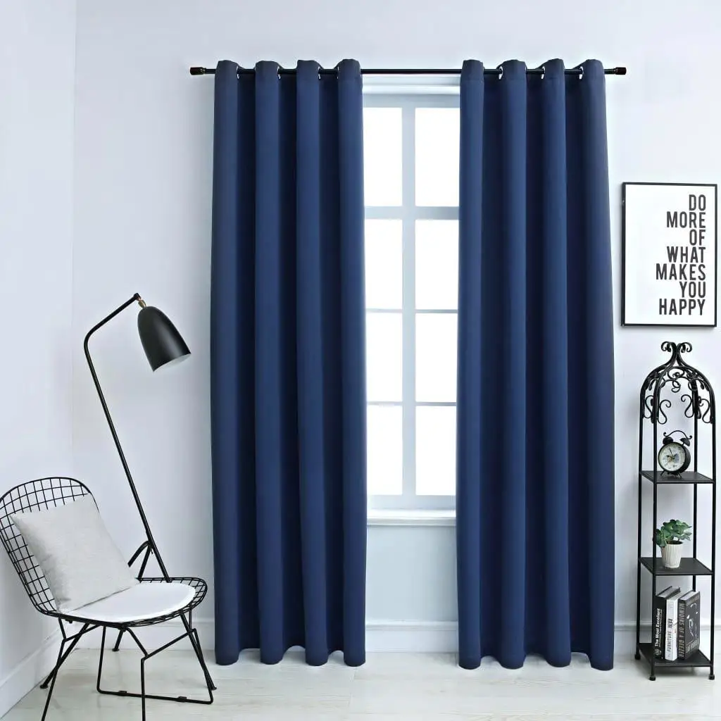 

Navy Blue Blackout Curtains with Grommets 54x95 inches - Set of 2, Room Darkening Fabric Drapes