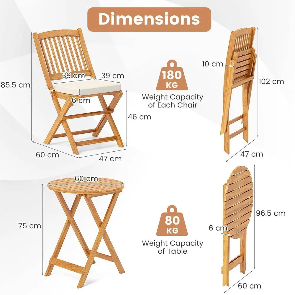 3Pcs Patio Bistro S…