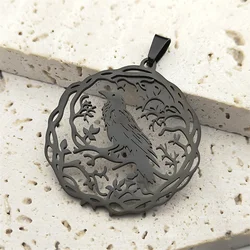 3Pcs Hollow Black Crow Charms For Women Men Stainless Steel Gold Silver Color Tree Of Life Love Pendants Jewelry Making