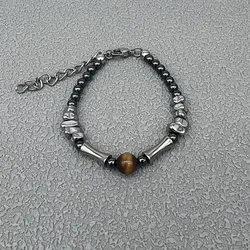 Natural Vintage New Chinese Style Bracelet Men and Women Fashion Tiger Eye Stone Bracelet Light Luxury Obsidian Beaded Bracelets