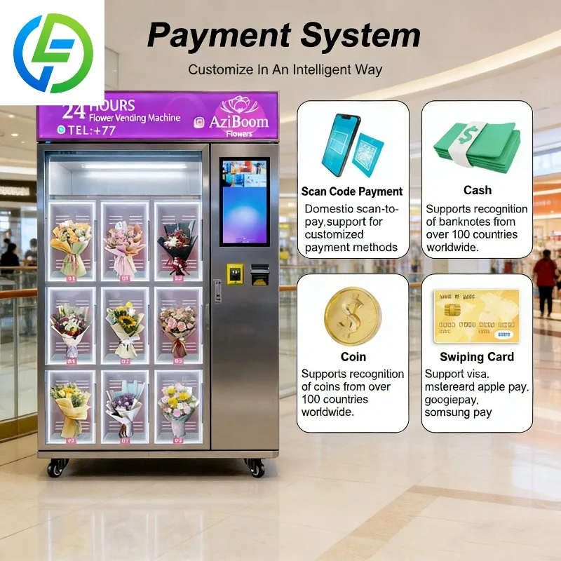 Smart Flower Vending Machine with Refrigerated Lockers for Fresh Bouquet Retail Business