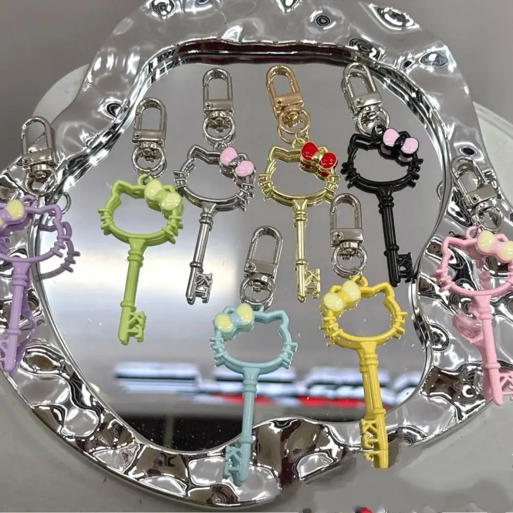 Sanrio Hollow out Hello Kitty alloy Drip glue Key Cartoon Pendant Key buckle Car keys Bag decorate Children Toys Holiday gifts