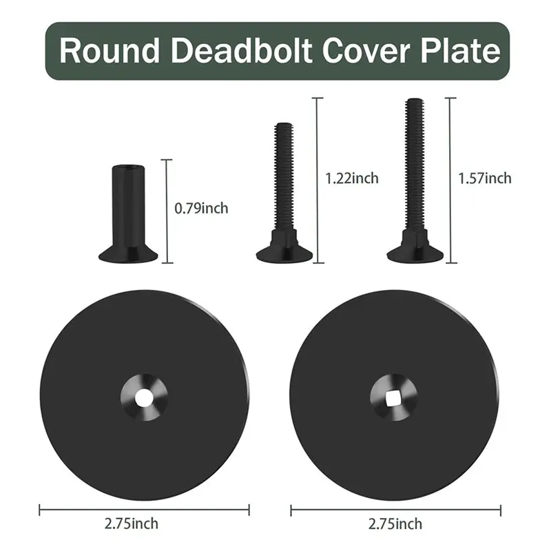 【RECOMENDAR】4 مجموعات من ألواح غطاء فتحة الباب، لوحة غطاء ديدبولت مستديرة بقطر 2-5/8 بوصة، لوحة غطاء فتحة مقبض الباب باللون الأسود