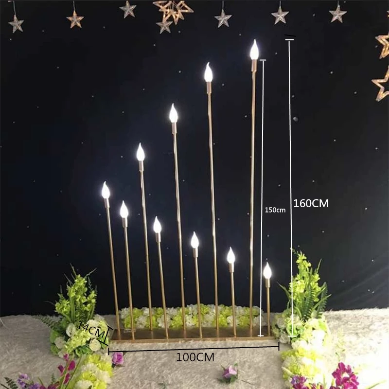 2sets 5/10 Heads Metal Candelabra Candle Holders Electric Wedding Table Centerpiece Road Lead Candelabrum For Home Decor