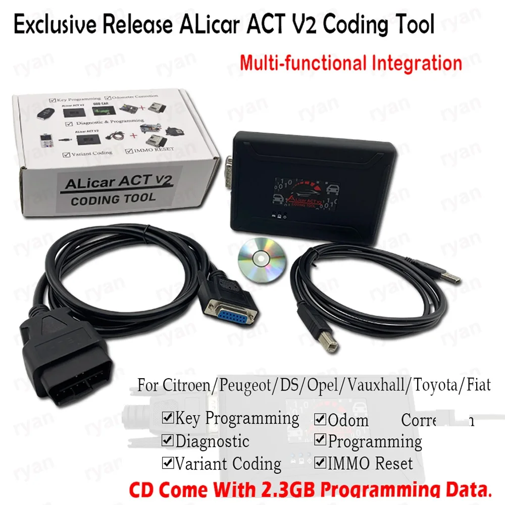 Newest ALicar ACT V2 Auto Key ECU Programming tool Car coding Tool For Toyota For Peugeot For Citroen For FI AT Obd diagnostic