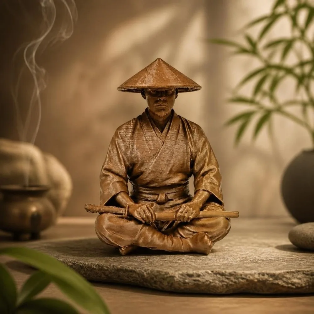 Funny Sitting Pose Ninja Ornaments Dark Style Home Decor Warrior Figurine 3D Printed Zen Statue Desk